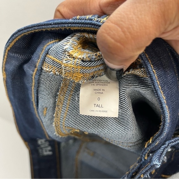 New York And Company Low Rise Flare Leg 70s Groovy Hippie Dark Wash Brown Stitch - Picture 8 of 9